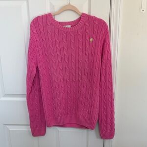 Lilly Pulitzer Cable-Knit Crewneck Sweater in Hot Pink